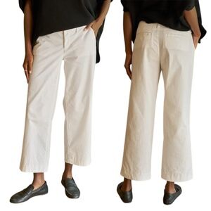 Frank & Eileen Westport Cropped Wide Leg Pants Sz 4 Sand EUC